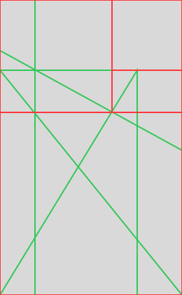 Etapa 2 — Malha construtiva. Linhas-guia em verde marcam os vetores que vão formar o símbolo.