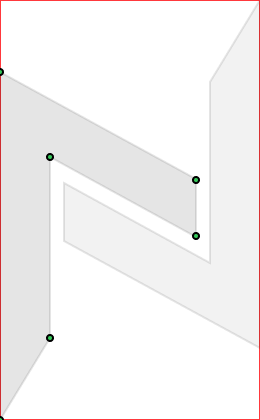 Etapa 4 — Massa preenchida. Símbolo em preto + sombra de profundidade, ainda dentro do bloco.